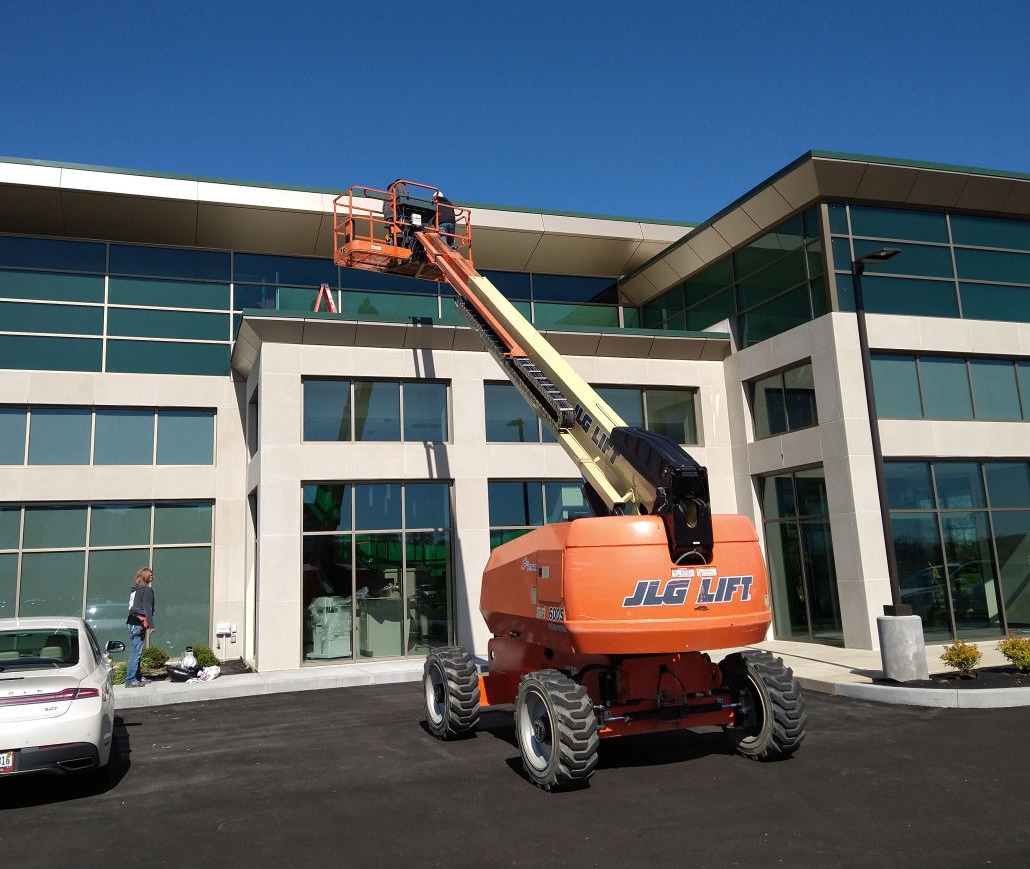 working on boom lift