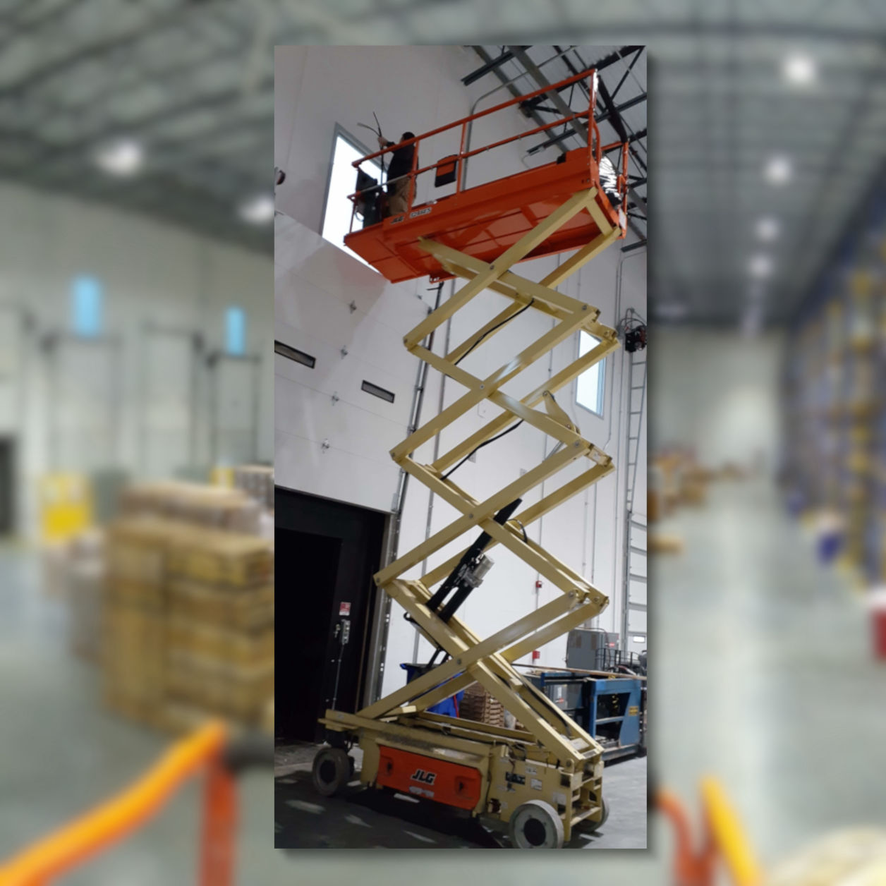 working on scissor lift