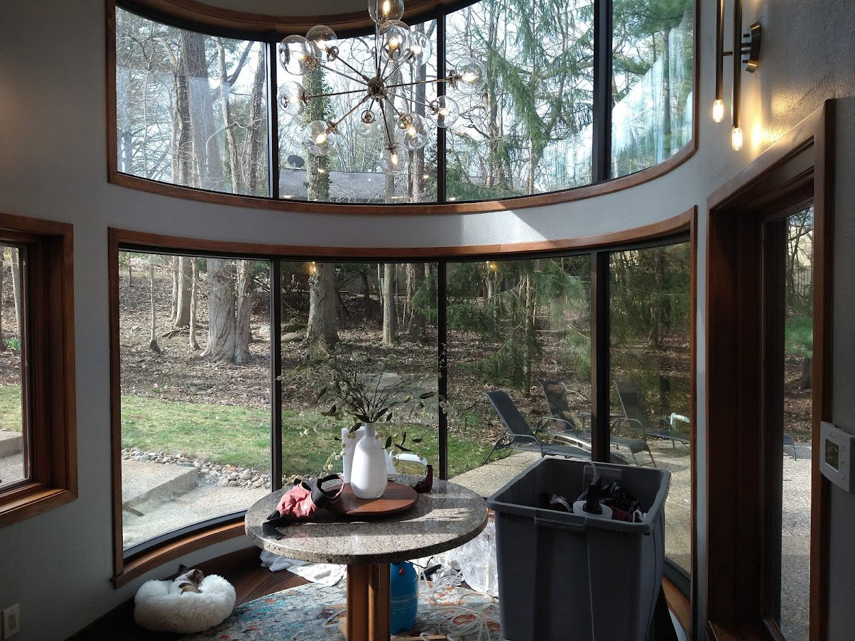 Curved windows on east side bloomington, Indiana